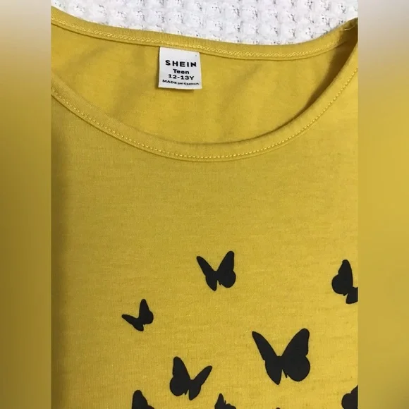 Gap Kids Girls Denim Shorts and Shein Butterfly Top Size 12-13Y - Picture 5 of 11